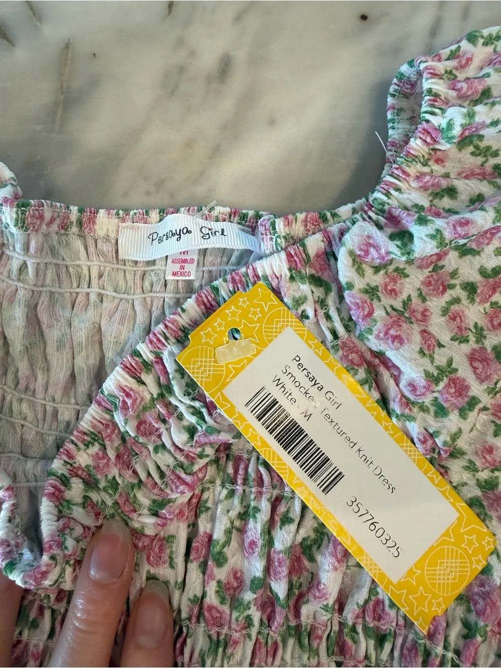 Persaya Pink Floral Smocked Midi Dress